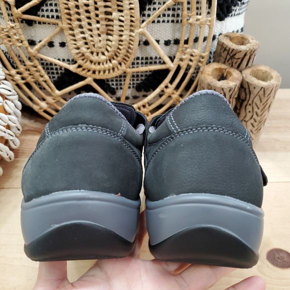 EUC Orthofeet Serene 891 Shoes Nubuck Leather Black T-Strap Comfort 10D Wide - Picture 7 of 13